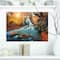 Designart - Fast Flowing Fall River in Forest - Landscape Photography Canvas Print